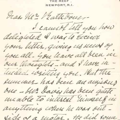 1914/1915 letter from Mrs. Emma B. Andrews to Mr. Rathbone